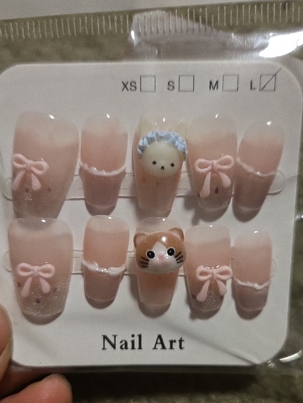 Cute Pink Bow & Animal 3D Press-On Nails